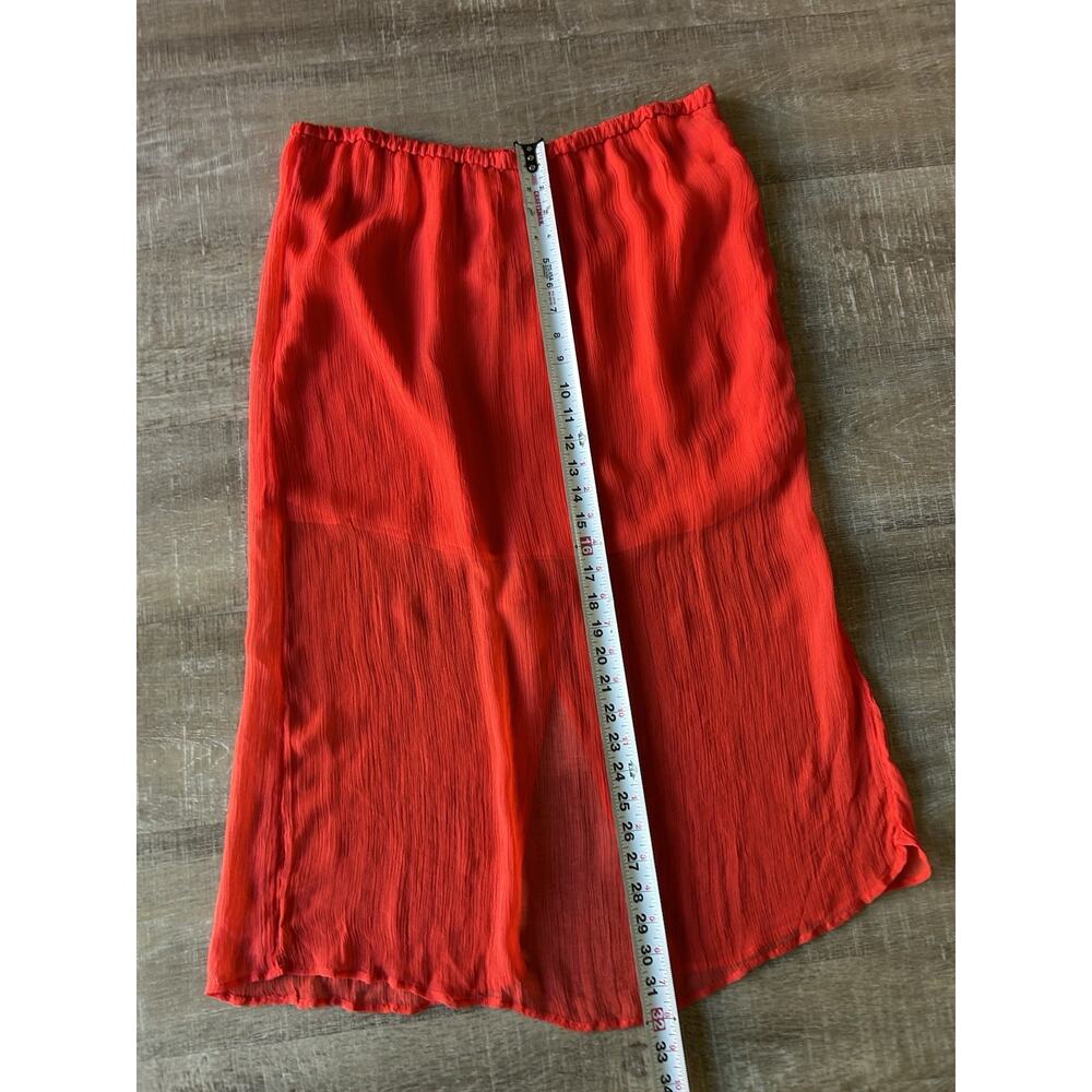 J Crew Gwyneth Cupro Slip Midi Skirt Womens L Pink Red Sheer NWT - Picture 6 of 12